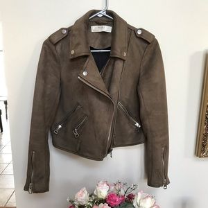 Zara Faux Suede Motorcycle Jacket